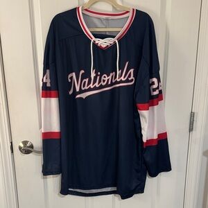 Nationals Navy and Red Hockey Jersey